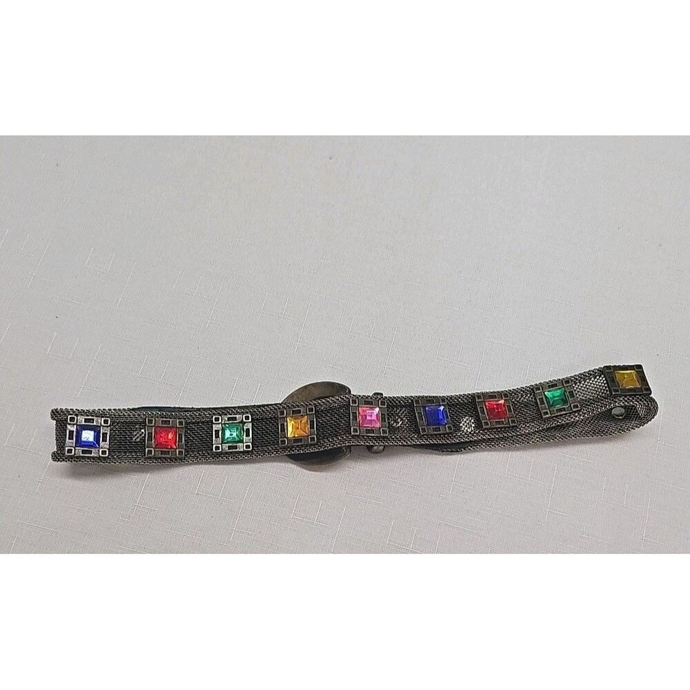 Vintage Women's Sand Castle USA Silver Metal Mesh Rhinestone Belt RARE **READ**